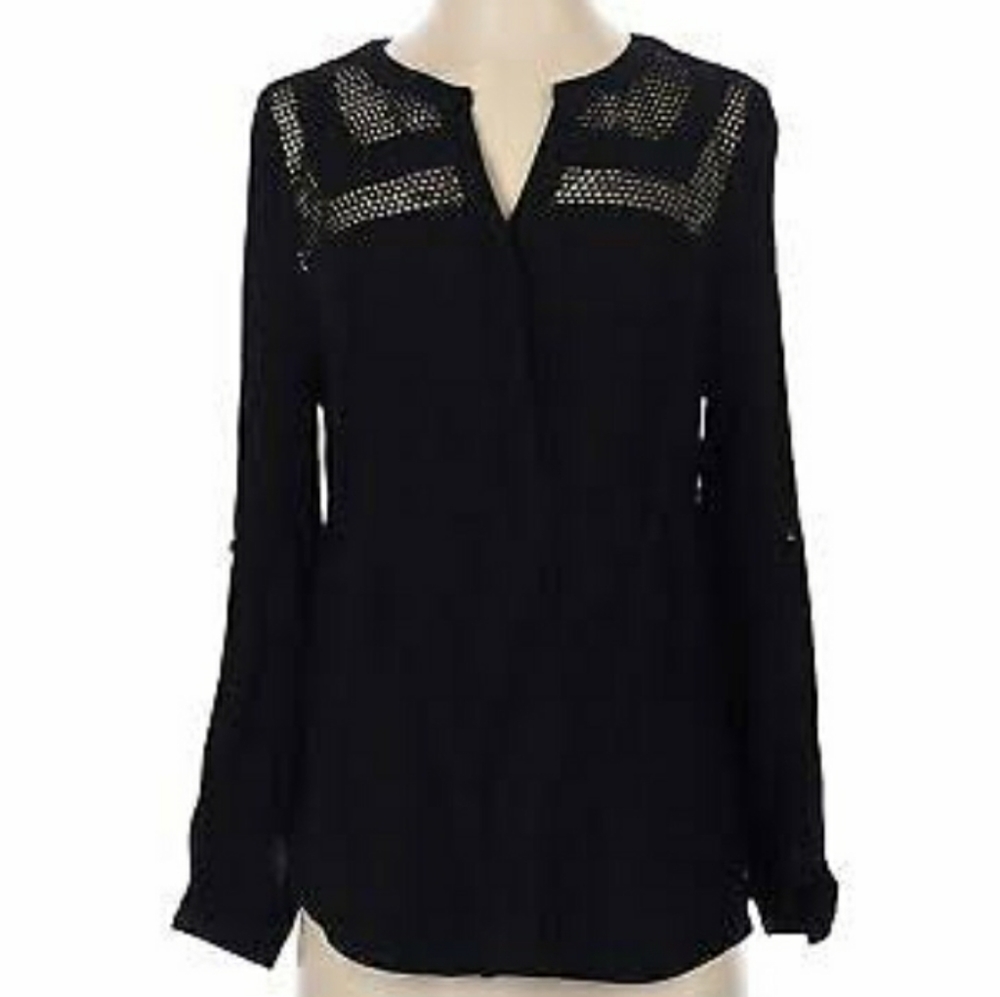 Daniel Rainn Long Sleeve Button up Blouse w,/ honeycombing eyelets